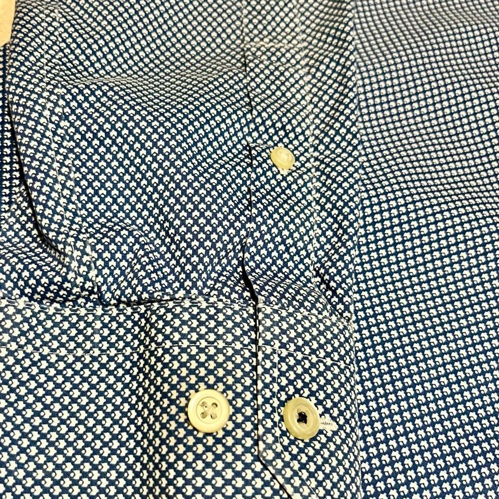 Banana Republic Blue Patterned Button Down Shirt Size L